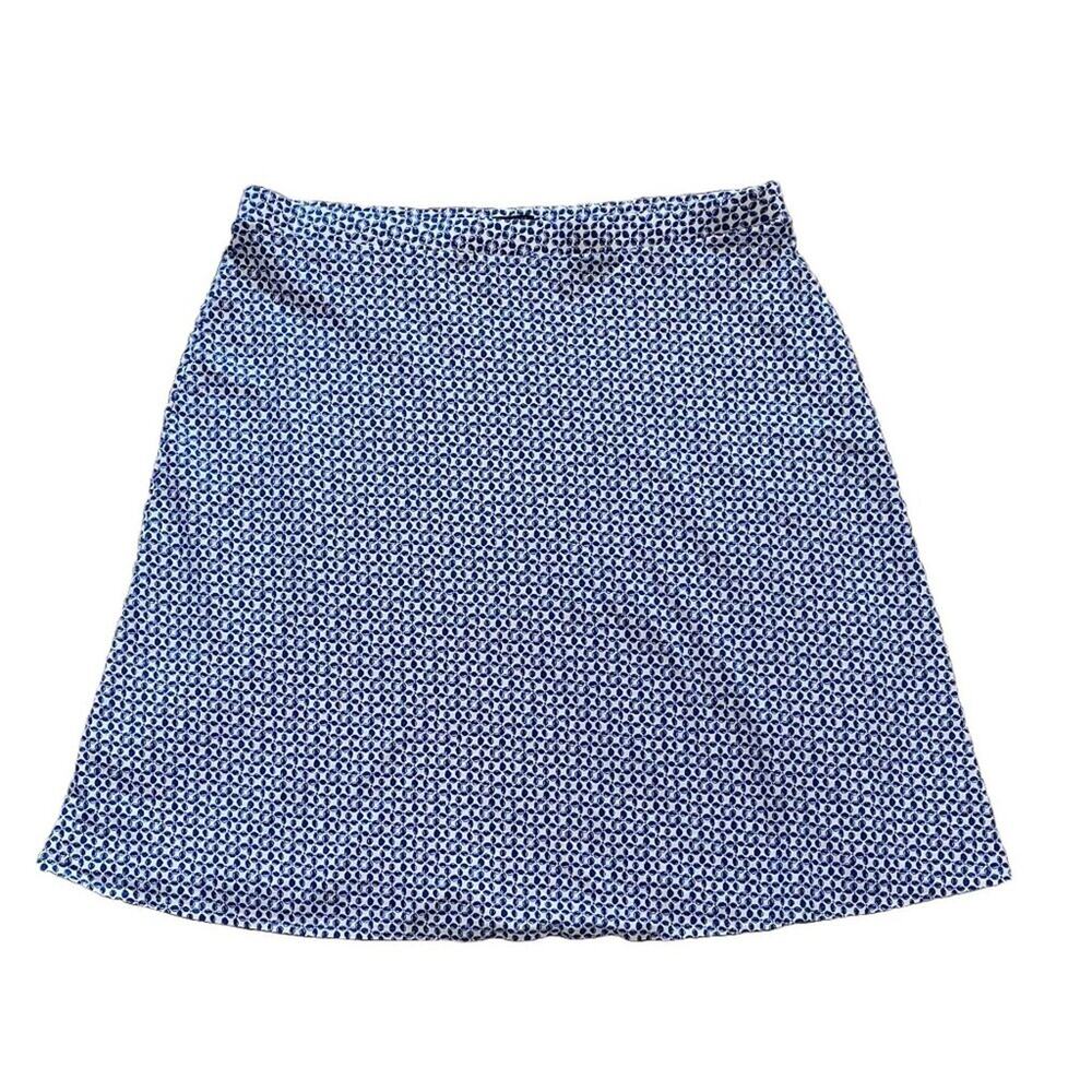 Talbots Cotton Blend Blue White Allover Print Pull On, Stretch A-Line, Casual 2X